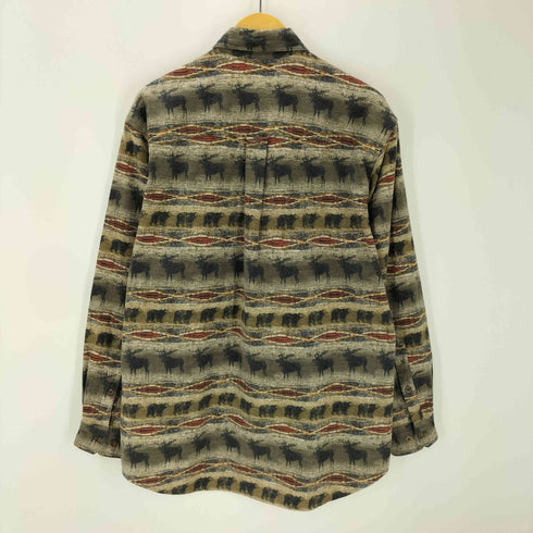 ウールリッチ WOOLRICH 00S 熊 ベアー 鹿 アニマル 総柄 L/S ボタンダウン フランネル シャツ メンズ import:M