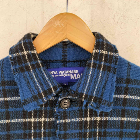 ジュンヤワタナベコムデギャルソンマン JUNYA WATANABE COMME des GARCONS MAN AD2003 AW ウール チェック フリンジ ジャケット メンズ L