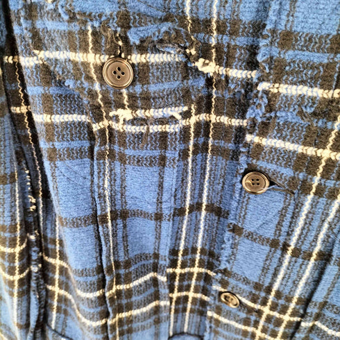 ジュンヤワタナベコムデギャルソンマン JUNYA WATANABE COMME des GARCONS MAN AD2003 AW ウール チェック フリンジ ジャケット メンズ L