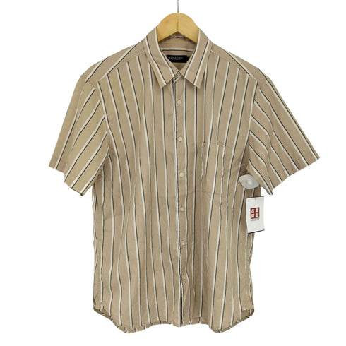 ブラックレーベルクレストブリッジ BLACK LABEL CRESTBRIDGE ロゴ刺しゅう ストライプ オープンカラーシャツ メンズ JPN:M