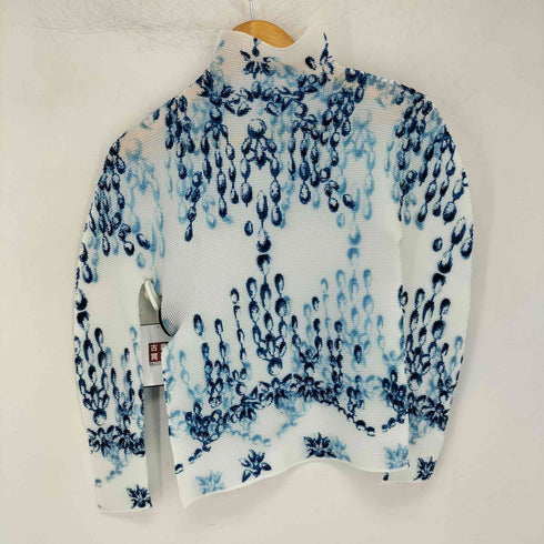ミーイッセイミヤケ me ISSEY MIYAKE 総柄 ハイネック プリーツ トップス レディース