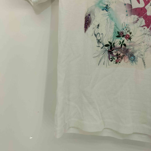 ラインストーン加工 フロントデザイン Tシャツ レディース JPN:M