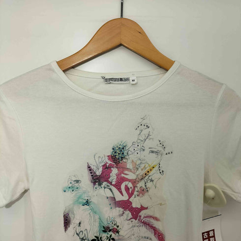 ラインストーン加工 フロントデザイン Tシャツ レディース JPN:M