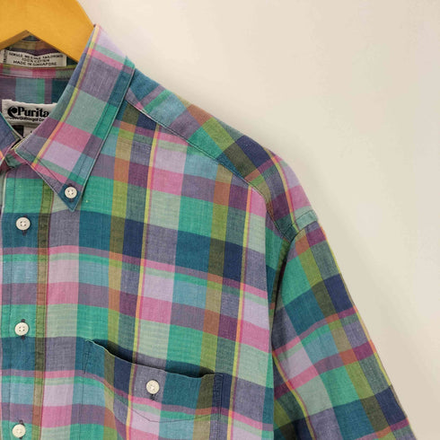 ピューリタン PURITAN 90-00S OLD S/S フランネル チェック ボタンダウン シャツ メンズ import:L