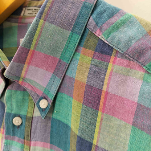 ピューリタン PURITAN 90-00S OLD S/S フランネル チェック ボタンダウン シャツ メンズ import:L