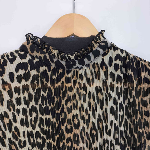 ガニー Ganni レオパードプリント シフォン タイストリング シャツ レディース EUR:40