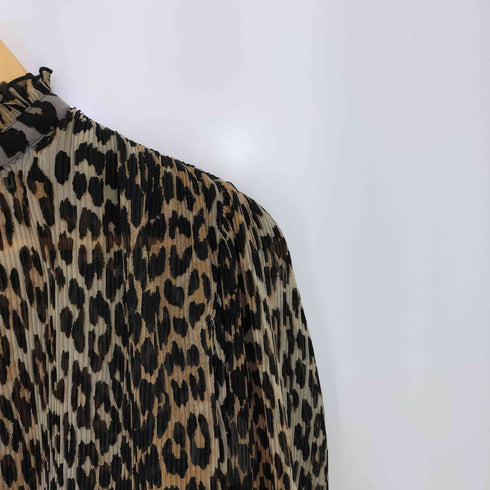 ガニー Ganni レオパードプリント シフォン タイストリング シャツ レディース EUR:40