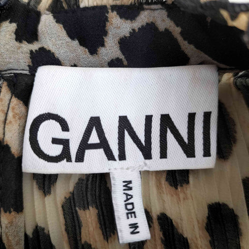 ガニー Ganni レオパードプリント シフォン タイストリング シャツ レディース EUR:40