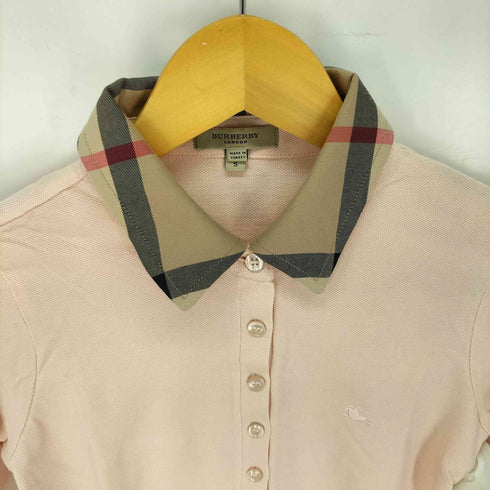 バーバリーロンドン BURBERRY LONDON ハーフボタン チェック切替 長袖ポロシャツ レディース import:S