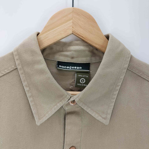ロカウェア Rocawear 00S OLD 刺繍 ポケット バック プリント インド綿 コットン S/S ワーク シャツ B系 Y2K ビックサイズ メンズ import:XL