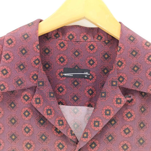 ラッドミュージシャン LAD MUSICIAN SILKY SATIN INKJET OCTAGON OPEN COLLAR SHORT SLEEVE SHIRT メンズ 44