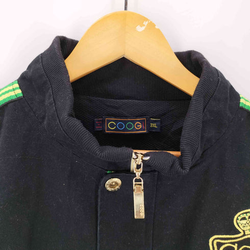 クージー COOGI 90-00S OLD エンブレム ロゴ 刺繍 ストライプライン フルジップ バーシティ ジャケット スタジャン ビックサイズ メンズ 3XL