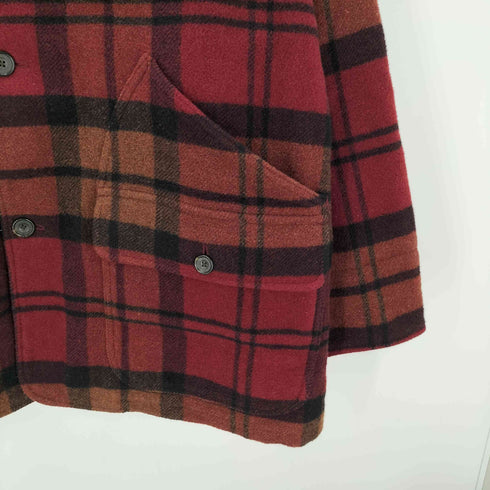 トミーヒルフィガー TOMMY HILFIGER 00S OLD 裏地キルティング 襟レザー ウール チェック カバーオール ジャケット メンズ import:L