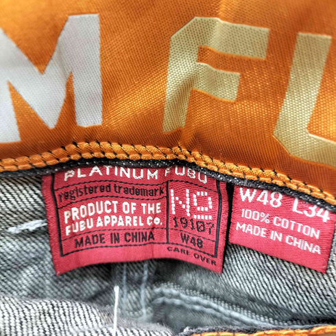 プラティナムフブ platinum fubu 90-00S OLD バック デザイン バギー デニム パンツ 極太 ビックサイズ B系 Y2K メンズ W48L34