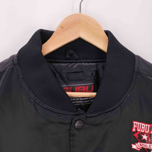 フブ FUBU 90-00S OLD USA ナンバリング 05 ワッペン ナイロン バーシティー アワード ジャケット スタジャン B系 Y2K ビックサイズ メンズ import:XL