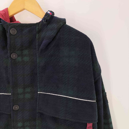 トミーヒルフィガー TOMMY HILFIGER 90-00S OLD ウール チェック マウンテン パーカー ジャケット 裾ドローコード メンズ import:XL