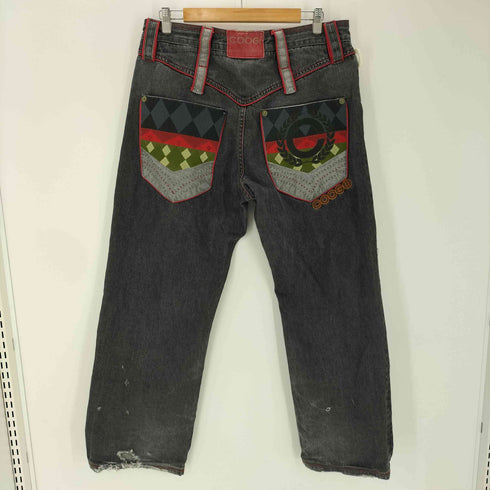 クージー COOGI 90-00S OLD 総柄 織り 刺繍 バギー デニム パンツ メンズ W36L34