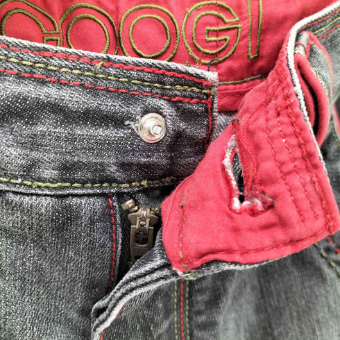 クージー COOGI 90-00S OLD 総柄 織り 刺繍 バギー デニム パンツ メンズ W36L34