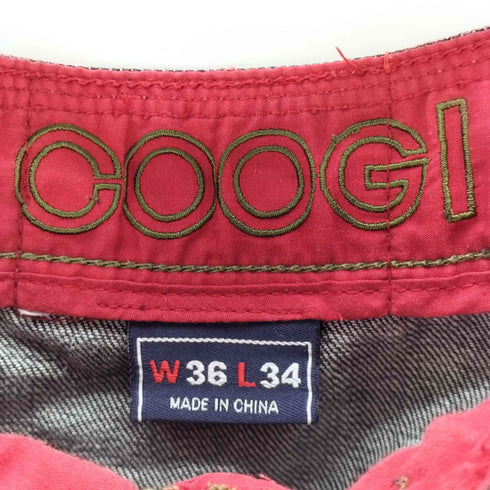 クージー COOGI 90-00S OLD 総柄 織り 刺繍 バギー デニム パンツ メンズ W36L34