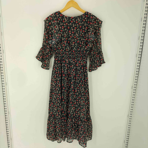 トッコクローゼット tocco closet リボン付き ラッフル フリル ストロベリー プリント シフォン ワンピース レディース FREE