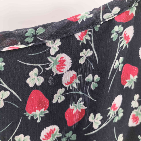トッコクローゼット tocco closet リボン付き ラッフル フリル ストロベリー プリント シフォン ワンピース レディース FREE