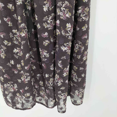 トッコクローゼット tocco closet ウエスト リボン付き パール 装飾 シアー ドット ジャガード × フラワー プリント ギャザー ワンピース レディース JPN:M