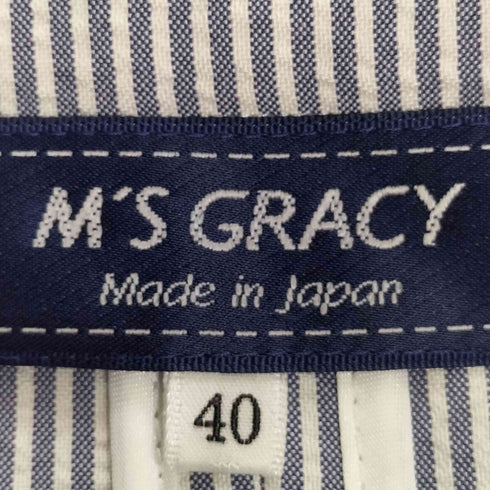 エムズグレイシー Ms GRACY シアサッカー ストライプ ダブル テーラードジャケット レディース JPN:40