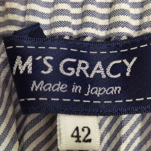 エムズグレイシー Ms GRACY シアサッカー ストライプ プリーツ スカート レディース JPN:40