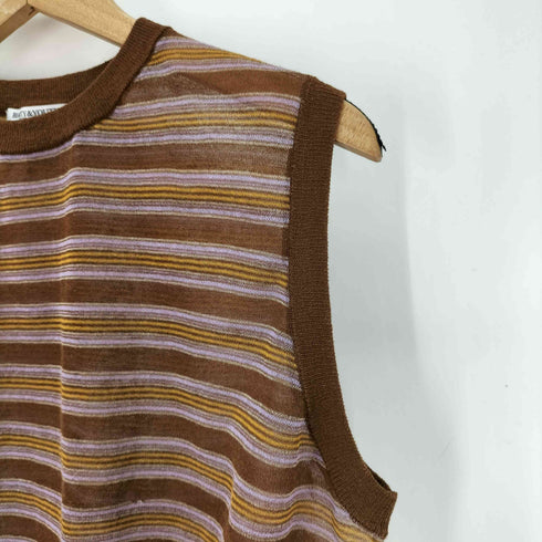 ビューティーアンドユースユナイテッドアローズ BEAUTY & YOUTH UNITED ARROWS シアーボーダーニットクルーネックノースリーブ レディース