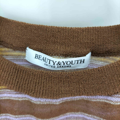 ビューティーアンドユースユナイテッドアローズ BEAUTY & YOUTH UNITED ARROWS シアーボーダーニットクルーネックノースリーブ レディース