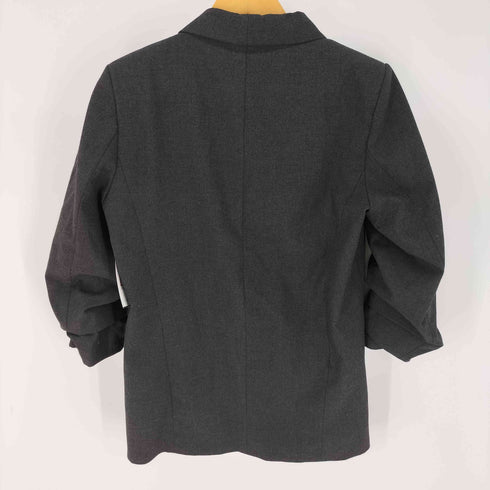 ザラ ZARA ブラック ギャザー ロールアップ スリーブジャケット レディース import:M