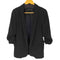ザラ ZARA ブラック ギャザー ロールアップ スリーブジャケット レディース import:M