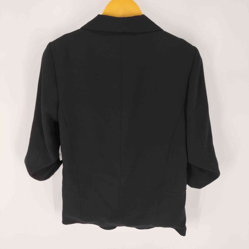 ザラ ZARA ブラック ギャザー ロールアップ スリーブジャケット レディース import:M