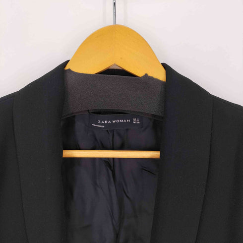 ザラ ZARA ブラック ギャザー ロールアップ スリーブジャケット レディース import:M