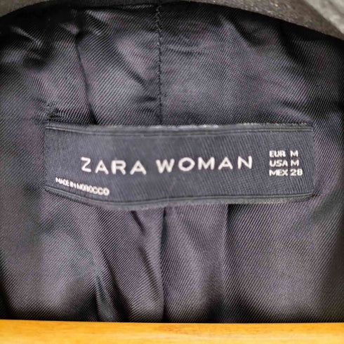 ザラ ZARA ブラック ギャザー ロールアップ スリーブジャケット レディース import:M