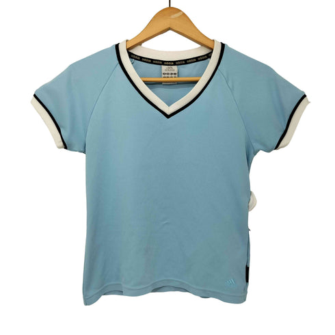 アディダス adidas 00s Y2K CLIMALITE Vネック リンガー メッシュ S/S Tシャツ レディース JPN:M