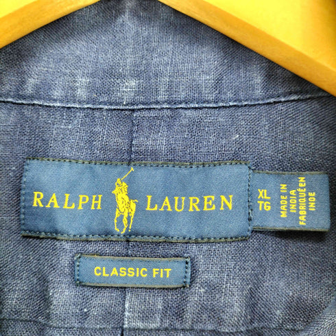 ポロラルフローレン POLO RALPH LAUREN ポニー刺繍 リネン100 半袖シャツ メンズ XL