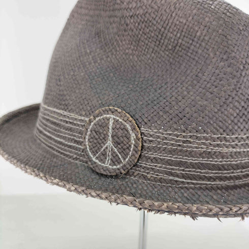 SAN FRANCISCO HAT USA製 ピース刺繍 ストローハット パナマハット メンズ L