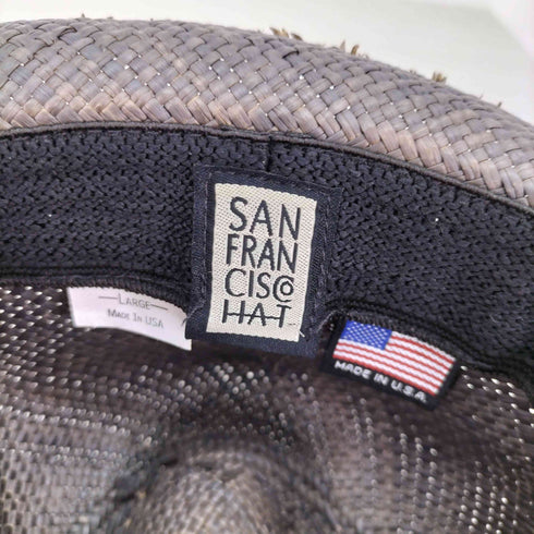 SAN FRANCISCO HAT USA製 ピース刺繍 ストローハット パナマハット メンズ L