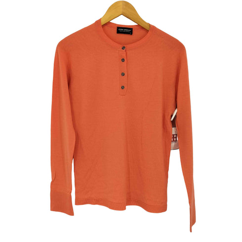 ジョンスメドレー JOHN SMEDLEY 英国製 メリノウールエクストラファイン ハーフボタン ニット レディース M