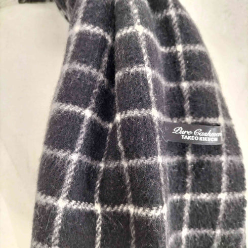 タケオキクチ TAKEO KIKUCHI pure cashmere カシミヤ100 チェックマフラー メンズ