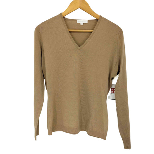 ジョンスメドレー JOHN SMEDLEY 英国製 ニュージーランドメリノウール Vネック ニット レディース M