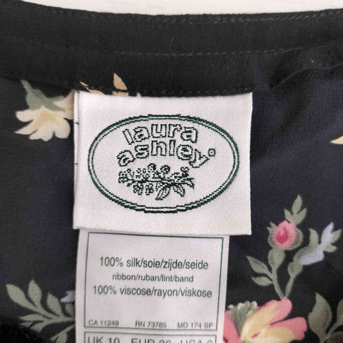 ローラアシュレイ LAURA ASHLEY シルクレーヨン 花柄 ロングワンピース レディース US:10