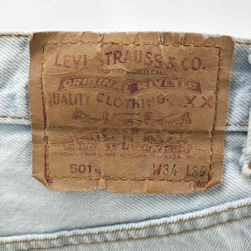 リーバイス Levis 80S USA製 ボタン裏555 刻印 バレンシア工場製 501×× アイスウォッシュ ボタンフライ ストレート デニム パンツ 88年2月製 メンズ W34L36