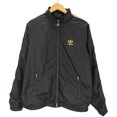 アディダス adidas STY Windbreaker JKT ウインドブレーカー ジャケット トレフォイルロゴ 黒金 3ストライプ 裏地メッシュ 裾ドローコード Y2K メンズ O