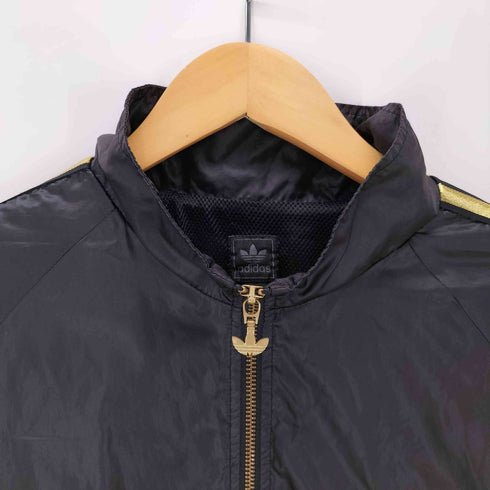 アディダス adidas STY Windbreaker JKT ウインドブレーカー ジャケット トレフォイルロゴ 黒金 3ストライプ 裏地メッシュ 裾ドローコード Y2K メンズ O