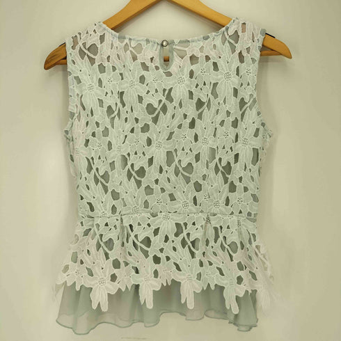 EXCLUSIVE FOR MAGGY パール ビジューシアー 花柄レース ドッキング ノースリーブブラウス レディース