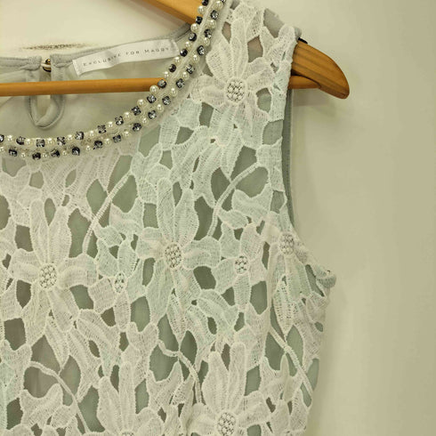 EXCLUSIVE FOR MAGGY パール ビジューシアー 花柄レース ドッキング ノースリーブブラウス レディース