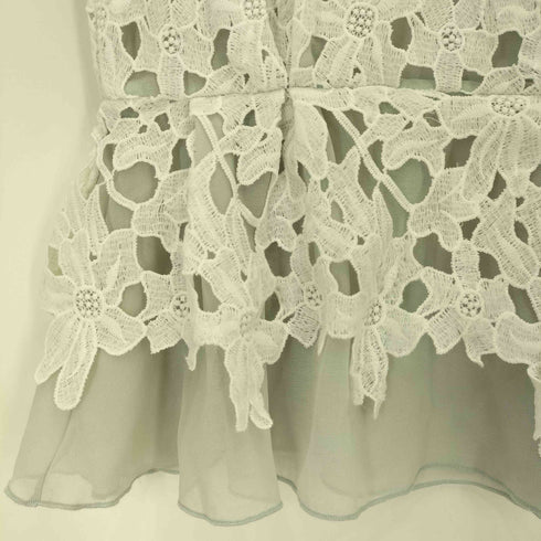 EXCLUSIVE FOR MAGGY パール ビジューシアー 花柄レース ドッキング ノースリーブブラウス レディース