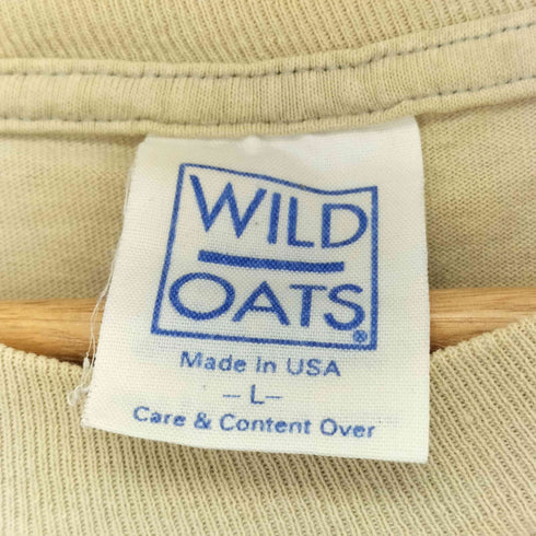 90S 95年コピーライト WILD OATSボディ バンドプリント クルーネック Tシャツ 裾袖シングル メンズ JPN:L